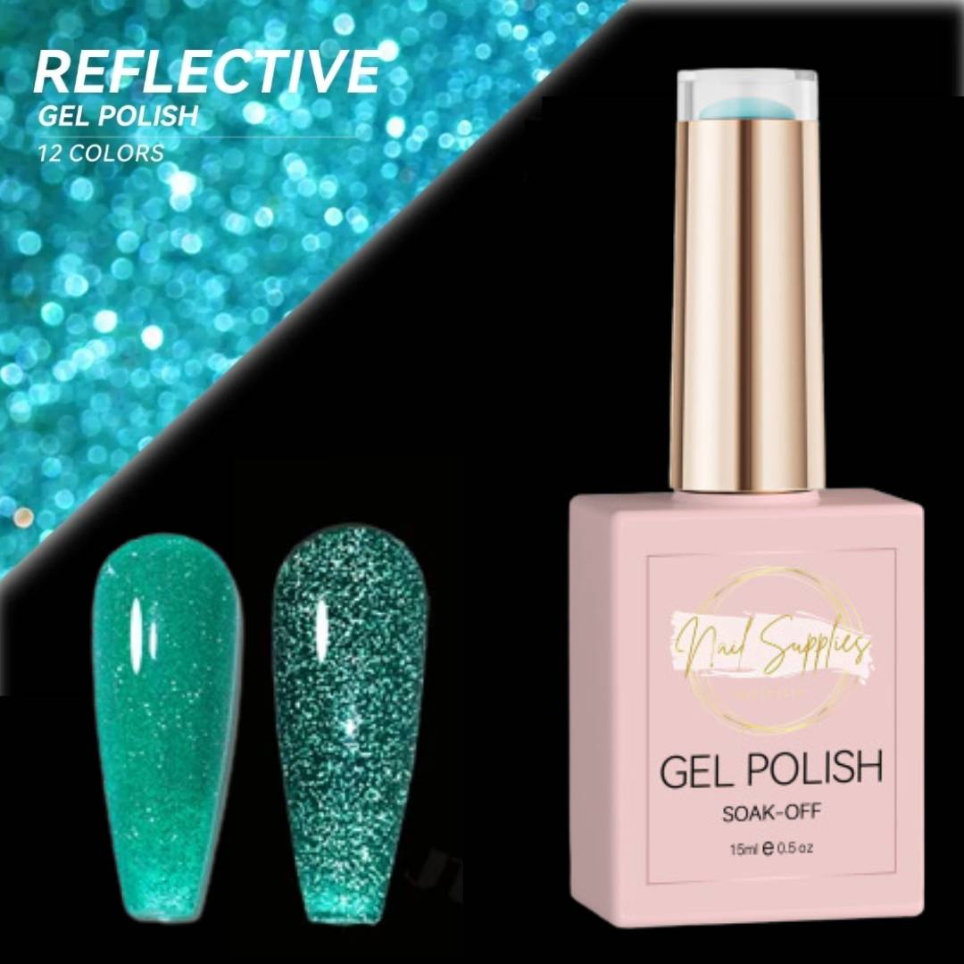 Tiffany Blue Reflective Glitter Gel Polish